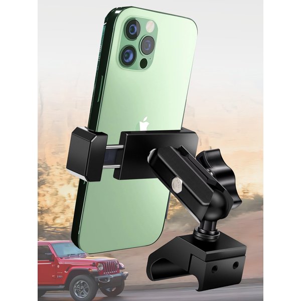 Nilkatss Upgrade Aluminum Alloys Phone Mount for Jeep Wrangler 2018-2023 JL JLU 4xe&2020，22 23Galdiator JT, 4.7" to 6.8" Camera Button Friendly Smartphone for Jeep Wrangler Phone Mount