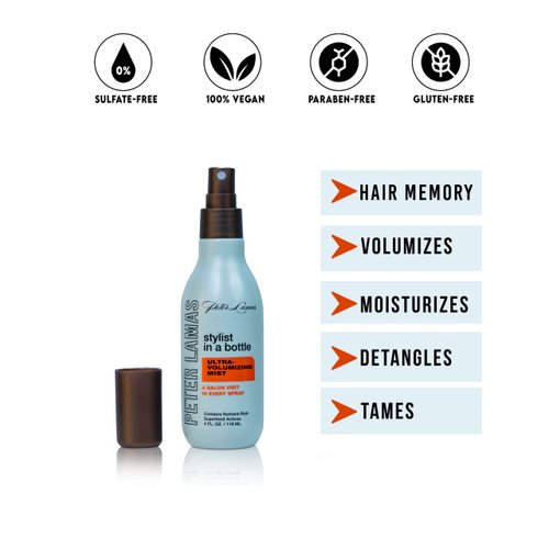 Peter Lamas Stylist In a Bottle (4 Oz, 2 Pack) | Ultra Volumizing Mist with Hair Memory | Adds Body, Bounce and Shine | Anti-Frizz and Split Ends | Preserves Hair Color
