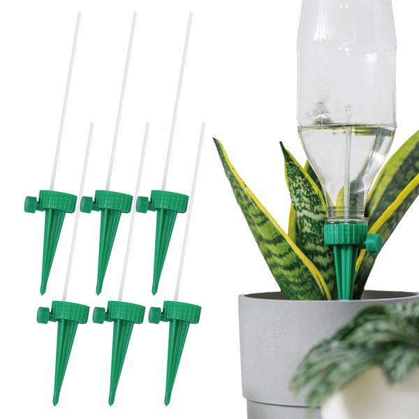 Gardeness 6 Pcs Plant Waterer Automatic Adjustable Plant Watering Spikes Self Water Drip Irrigation System with Control Valve Switch for Garden Home Indoor Outdoor Made in Taiwan