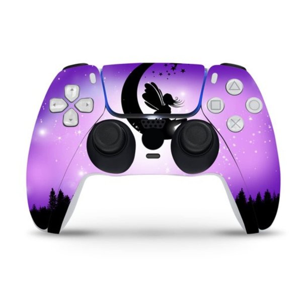 ZOOMHITSKINS Compatible with PS5 Controller Skin, Vinyl for Durable & Fit, Fantasy Magic Moon Night Sky Purple, Easy to Use, Bubble-Free, Precisely Cut