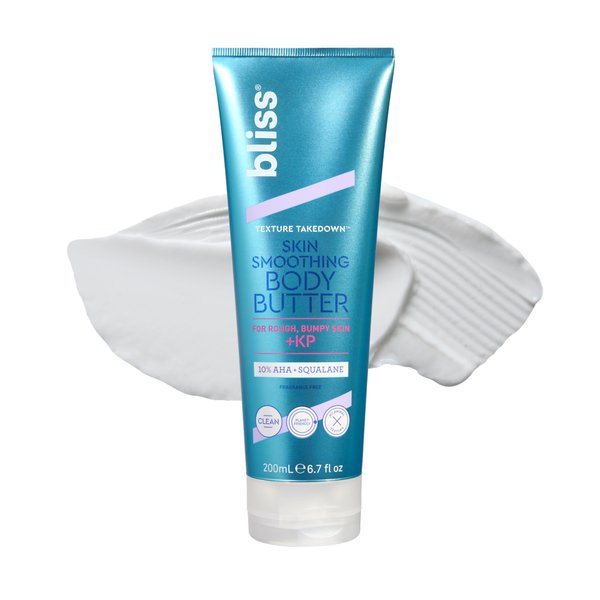Bliss Body Butter Texture Takedown Skin Smoothing Lotion - Keratosis Pilaris KP - 6.7 Fl Oz - For Rough, Bumpy Skin - 10% AHA + Squalane + Shea Butter - Clean - Vegan & Cruelty-Free