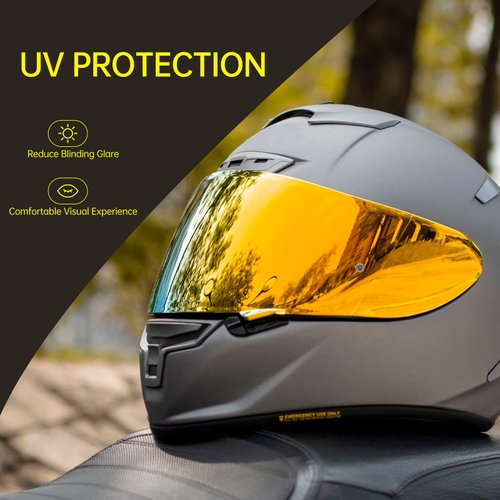 Soman RF-1200 RF 1200 Visor Replacement, X14 Motorcycle Helmet Visor Compatible with RF-1200 CWR-1 X14 Z7 X-Spirit (Gold)