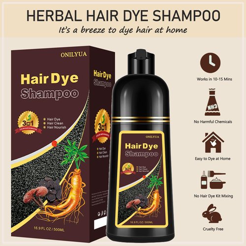 Instant Silver Gray Hair Color Shampoo, Hair Dye Shampoo 3 in 1 for Women Men, Long Lasting Silver Gray Hair Shampoo, Color Shampoo Hair Dye Colors in Minutes