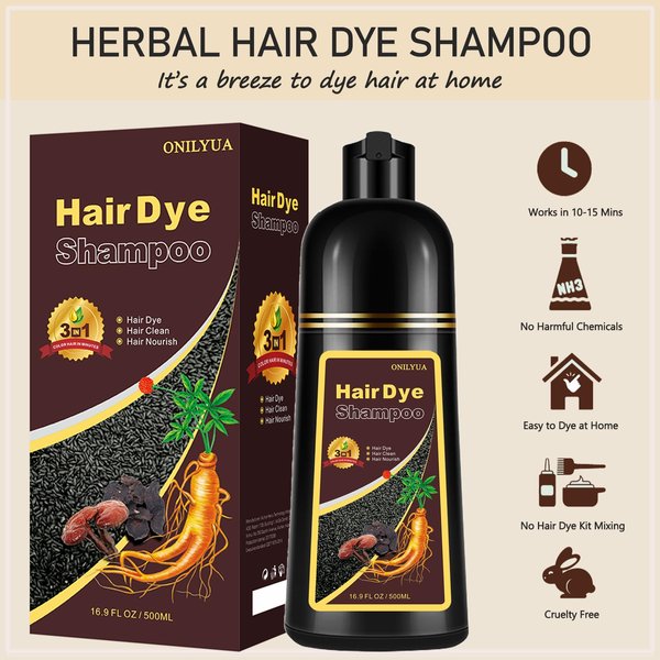 Instant Silver Gray Hair Color Shampoo, Hair Dye Shampoo 3 in 1 for Women Men, Long Lasting Silver Gray Hair Shampoo, Color Shampoo Hair Dye Colors in Minutes