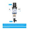 NANPU 1/4" NPT Compressed Air Filter Regulator Combo Piggyback, 5 Micron Brass Element, Poly Bowl, Manual Drain, Metal Bracket, 0-150 psi Gauge - AW2000-02M