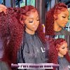 StarXiu Burgundy Deep Wave Lace Front Wigs Human Hair 13x4 Lace Frontal Curly Wigs for Women Pre Plucked with Baby Hair 180% Density 99J Curly Lace Front Wigs Human Hair 30 Inch