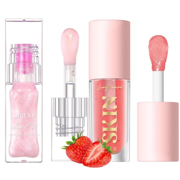 Jolilab Magic Color Changing Lip Oil, Cosmetics Color Changing Lip Oil, Warm Change Hydrating Lip Gloss, Long Lasting Shimmery Lip Glow Oil, Moisturizing Non-sticky Lip Oil(changing+pink)