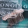 Andelaisi Boho Crystal Pearl Hair Comb Gold Rhinestone Wedding Hair Comb Barrettes Vintage Crystal Cz Hair Comb Headpiece Bling Cz Butterfly Comb Clip Headwear Pearl Wedding Hair Accessories(Style A)