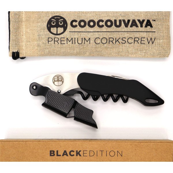 Coocouvaya Wise Products Premium Professional Corkscrew Wine Bottle Opener Black Edition for Wine Lovers, Sommeliers, Waiters and Bartenders.(3 PACK)