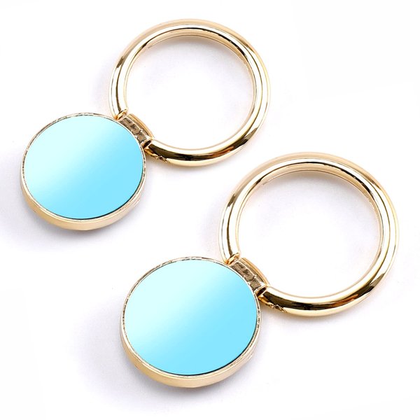 [2 Pack] Round Mirror Design Cell Phone Ring Holder Stand, 360 Degree Rotation and 180 DegreeAdjustable Finger Ring Kickstand with Polished Metal Phone Grip (Gold)