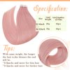 Easyouth Pink Tape in Hair Extensions Human Hair Tape ins Extensions Human Hair Colored Pink Tape in Human Hair Extensions Silky 18Inch 20pcs 40g