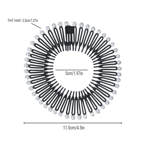 Suoirblss 10PCS Stretch Flexible Hair Combs Headband Tooth Headband Hoop Fashion Stretchy Circle Flexible Comb Teeth Headband Hair Clips Women's Lady (White)