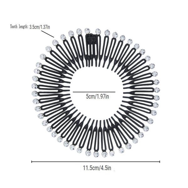 Suoirblss 10PCS Stretch Flexible Hair Combs Headband Tooth Headband Hoop Fashion Stretchy Circle Flexible Comb Teeth Headband Hair Clips Women's Lady (White)