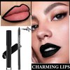 WENJLYJ 2PCS Black Liquid Lipstick & Lip Liner Set,Matte Lipstick for Women,Waterproof Long Lasting Non-Stick Cup Black Lip Gloss Set,Black Lip Liner Lipgloss Set for Cosplay Goth Halloween Makeup