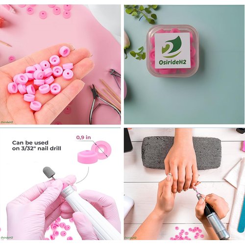 OSIRIDEH2- Nail Drill Dust Guard, Dust Guard For Nail Drill, Supplies Electric Nail Filer Plastic Cap-Nail Art Tools Drill Dust Collector Dust Stopper Nail Drill Bit (10pcs(Pink))