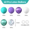 KALOR Teal Blue and Purple Balloons, 60 Pcs 12 Inch Blue Purple Confetti Latex Balloons for Mermaid Birthday Party Decorations