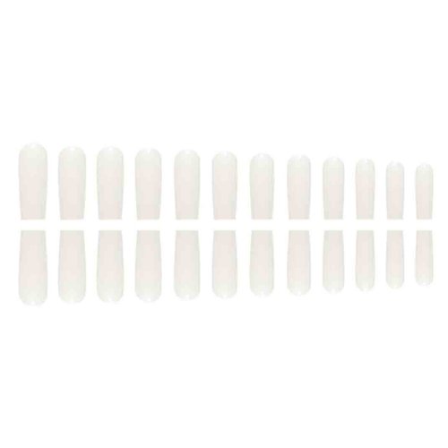Enppode Long Press on Nails White Fake Nails Square Acrylic Nails Glossy Nails for Women 24PC/Set
