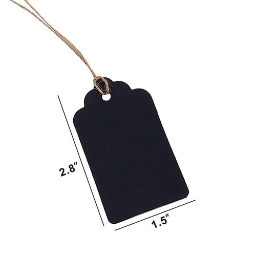 SallyFashion 100pcs Black Paper Gift Tags with Free 100 Root Natural Jute Twine (Water Ripple)