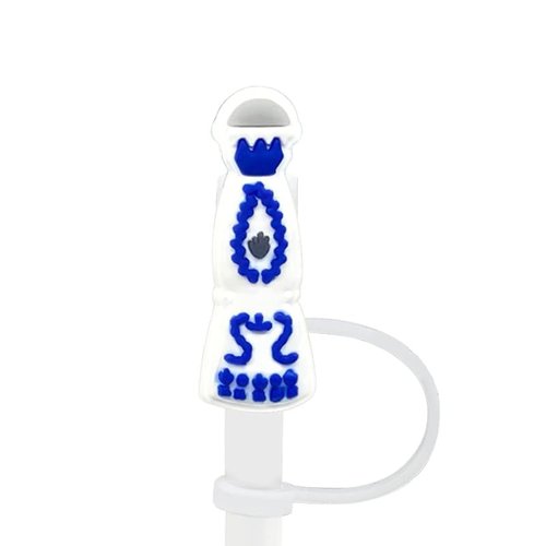 STRAW TOPPER MEXICAN REUSABLE STRAW TIP COVER (AZUL MEXICAN BOTTLE), 2.5CM