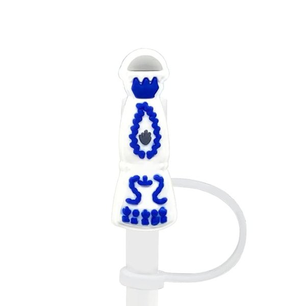 STRAW TOPPER MEXICAN REUSABLE STRAW TIP COVER (AZUL MEXICAN BOTTLE), 2.5CM