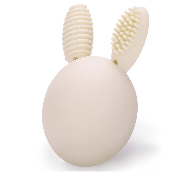Bunny Eggy Teether Baby Teething Toy Rabbit Egg Rattle Toy Teething Pain Relief for Babies Boys Girls - Cream