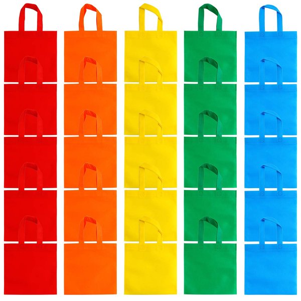 Aneco 25 Pack Reusable Non-woven Party Favor Bags 9.5×9.5 Inch Rainbow Gift Bag Goodie Treat Bags with Handles for Wedding Birthday Party