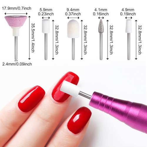 PAGOW 15 Pcs Nail File Replacement Head Refills Set for Finishing Salon Electronic Manicure