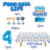 Blue Dog 4th Birthday Decorations Boy,Blue Four Real Life 4 Year Birthday Boy,Blue Dog Birthday Party Supplies