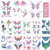 Butterfly Temporary Tattoos Glitter 14 Sheets Sticker Fairy Festival Rave Accessories for Women Eye Face Makeup Party Gifts Decoration Waterproof Butterfly Temporary Stickers