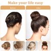 MAGDIY 10 Pcs Hair Bun Maker Medium Hair Donuts for Buns, Black Ballet Bun Kit with 50pcs U Shaped Hair Pins and 10pcs Sock Bun for Women Girls Short & Thin Hair (Size M-3.15 inch, Brown)