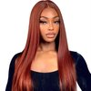 ISEE Burgundy Lace Front Wigs Human Hair Pre Plucked 6x4 HD Straight Human Hair Wear Go Wig Colored 10A Reddish Brown Frontal Wig 180% Density Glueless Wigs Human Hair Wig 24 Inch