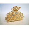 Generic Gold metal crystal crown hair claw clip bridal clip medium/fine hair