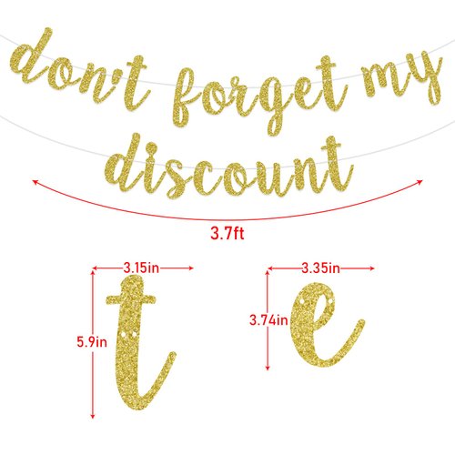 Don't Forget My Discount Banner, Retirement Party Decorations Supplies for Women Men, 50th 60th 70th 80th 90th Birthday Anniversary Bunting Sign, Old People Bday Ornament, Pre-strung, Gold Glitter