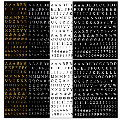 ROFIBUT Letters Nail Art Stickers Number Nail Decals 3D Self-Adhesive Luxury Gold Silver English Alphabet Nail Sticker Black White Number Nail Art Supplies for Women Girls Manicure DIY 8 Sheets