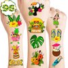 100 PCS Hawaiian Tattoos Birthday Party Decorations Supplies Favors Tiki Hawaii Luau Temporary Tattoos Flower Tropical Summer Beach Aloha Palm Decor Stickers Accessories Gift School Prizes Rewards