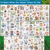 CHARLENT 140 Glitter Styles Zoo Animals Temporary Tattoos for Kids Party Supplies - 14 Sheets Glitter Jungle Animals Tattoos for Boys Girls Birthday Party Favors Goodie Bag Fillers