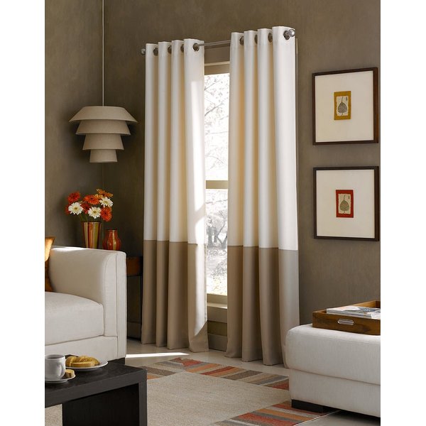 Curtainworks Kendall Color Block Grommet Curtain Panel, 63 Inch, White