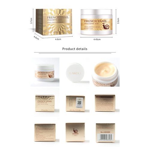 Beauty-Mall French Snail Extract Secretion Hyaluronic Acid Moisture Facial Cream Miracle Intensive Repair Cream, 50g
