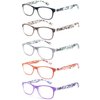 OLOMEE Reading Glasses Women +1.50 Floral Print Square Women's Readers Cheaters Glasses 5 Pack W/Spring Hinge Lightweight Comfortable Fit