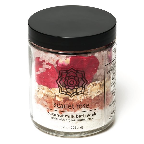 Hemlock Park Coconut Milk Bath Soak | Organic Coconut Milk, Botanicals, Dead Sea, Epsom, and Himalayan Pink Mineral Salts (Scarlet Rose, 8 oz)