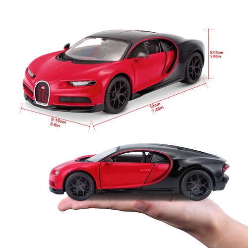 Maisto Bugatti Chiron Sport 16" Red and Black Special Edition 1/24 Diecast Model Car