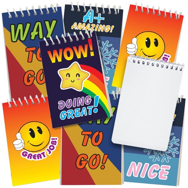 ArtCreativity Mini Motivational Student Notebooks, Pack of 16, Small Spiral Notepads with Colorful Covers, Cute Back to School Supplies, Fun Birthday Party Favors, Goodie Bag Fillers for Kids
