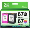 Adoccur 67XL Ink Cartridges Black/Color Combo Pack Replacement for HP Ink 67 67XL for HP DeskJet 2755e 2755 2700 2700e 2734e 4155e 4155 Envy 6055e 6455e 6400 6075 Envy Pro 6452 6458 Printer (2 Pack)