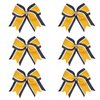 8 Inch 3 Colors 3 Layers 6 Pcs Cheerleader Bows Jumbo Cheerleading Bows Hair Elastic Hair Tie for High School College (Navy blue/White/Yellow gold)
