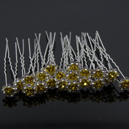 Nestarfactory Rose U-sharped Design Collection Metal Hair Pins Pack of 20 (Golden)