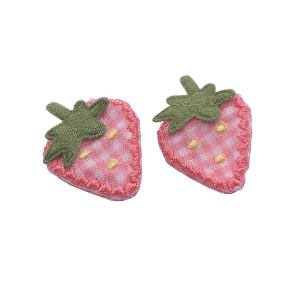 2Pcs Pink Fabric Strawberry Hair Clips for Women Girls Sweet Hairpins Barrettes Duckbill Hair Accessories，Clips and Barrettes Hair Accessories
