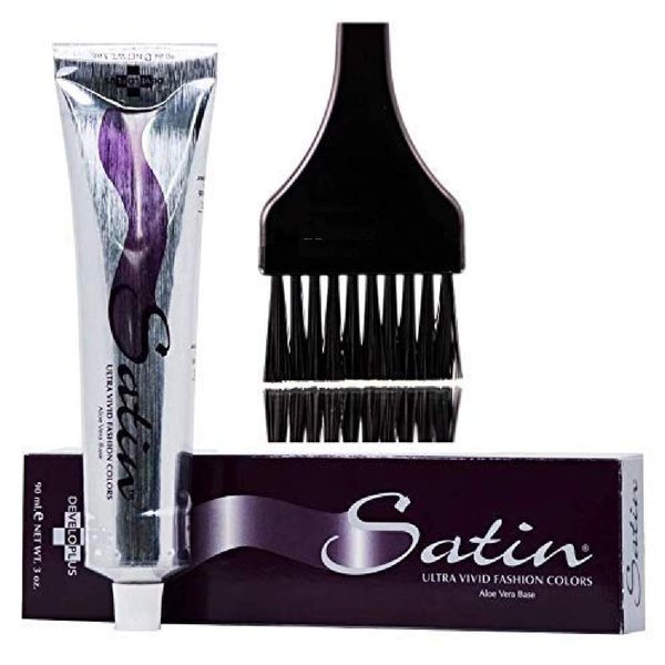 SATIN Hair Color, Developlus Ultra Vivid Fashion Colors (with Sleek Applicator Brush) ALOE VERA BASE Low Ammonia Cream Haircolor Dye (9N Very Light Blonde)