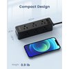 Power Strip Surge Protector, 9 Widely Spaced Outlets with 3 USB Ports, 3 Side Outlet Extender with 6.5 Ft Extension Cord, 1050 Joules, Flat Plug, Wall Mount Charging Station for Home Office Dorm Black