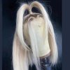 SXFYINONH Silver White Blonde Bob Lace Front Wigs Human Hair Straight 13X4 Human Hair Wigs HD Lace Front Breathable Hair Pre Plucked HD Transparent 180% Density (White Blonde, 12 Inch)