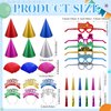 Halloscume 36 Pcs Happy New Years 2025 Eve Party Supplies,6 Party Cone Hats 6 Headbands 12 Eyeglasses 6 Horns 6 Noise Makers
